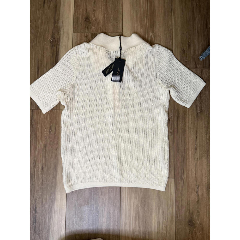 NWT! rag & bone Vivi Open Stitch Polo Cream Size XS - Picture 6 of 7